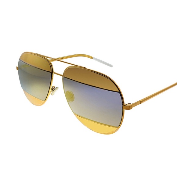Christian Dior women’s logo gold split 1 aviator sunglasses - Picture 1 of 6